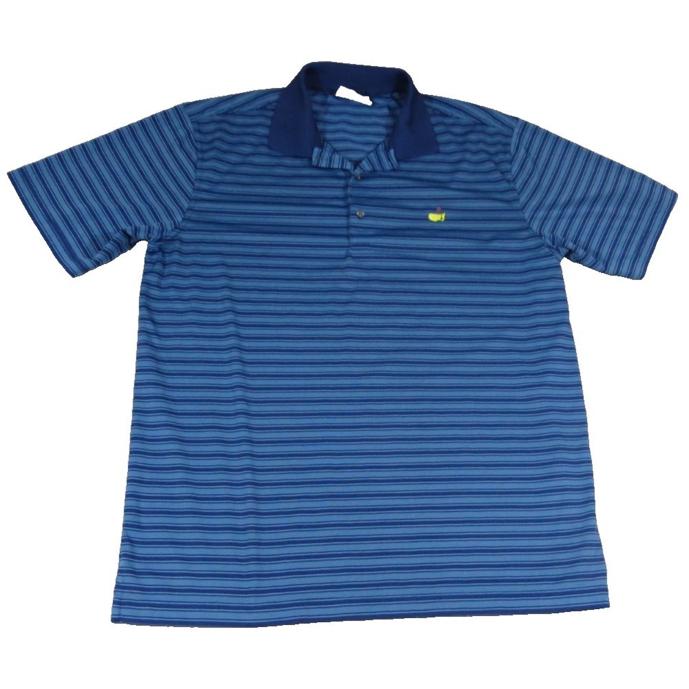 Masters Performance Golf Polo Shirt Mens L Large Blue Striped Augusta National